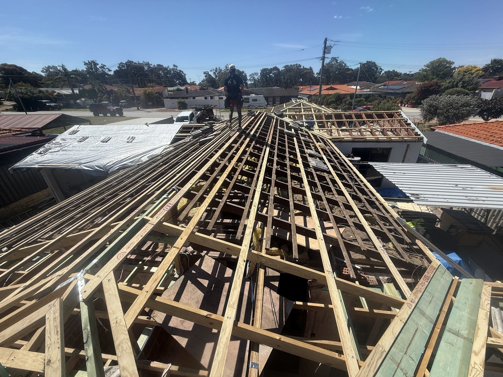 Full house renovation with complete roof re-frame underway