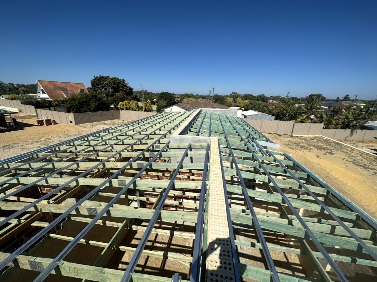 Full house roof framing on a new build in Yanchep