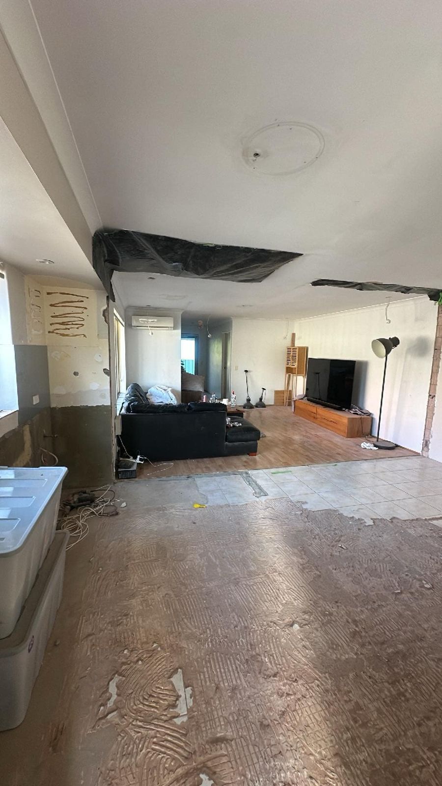 Living space opened up during wall removal works